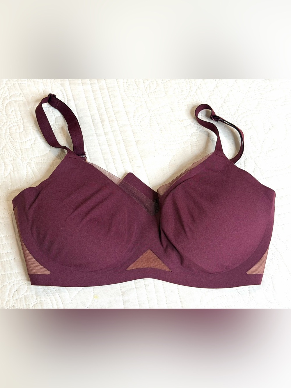 Honeylove Crossover Bra Burgundy Size Small Wireless Smoothing Comfort Liftwear